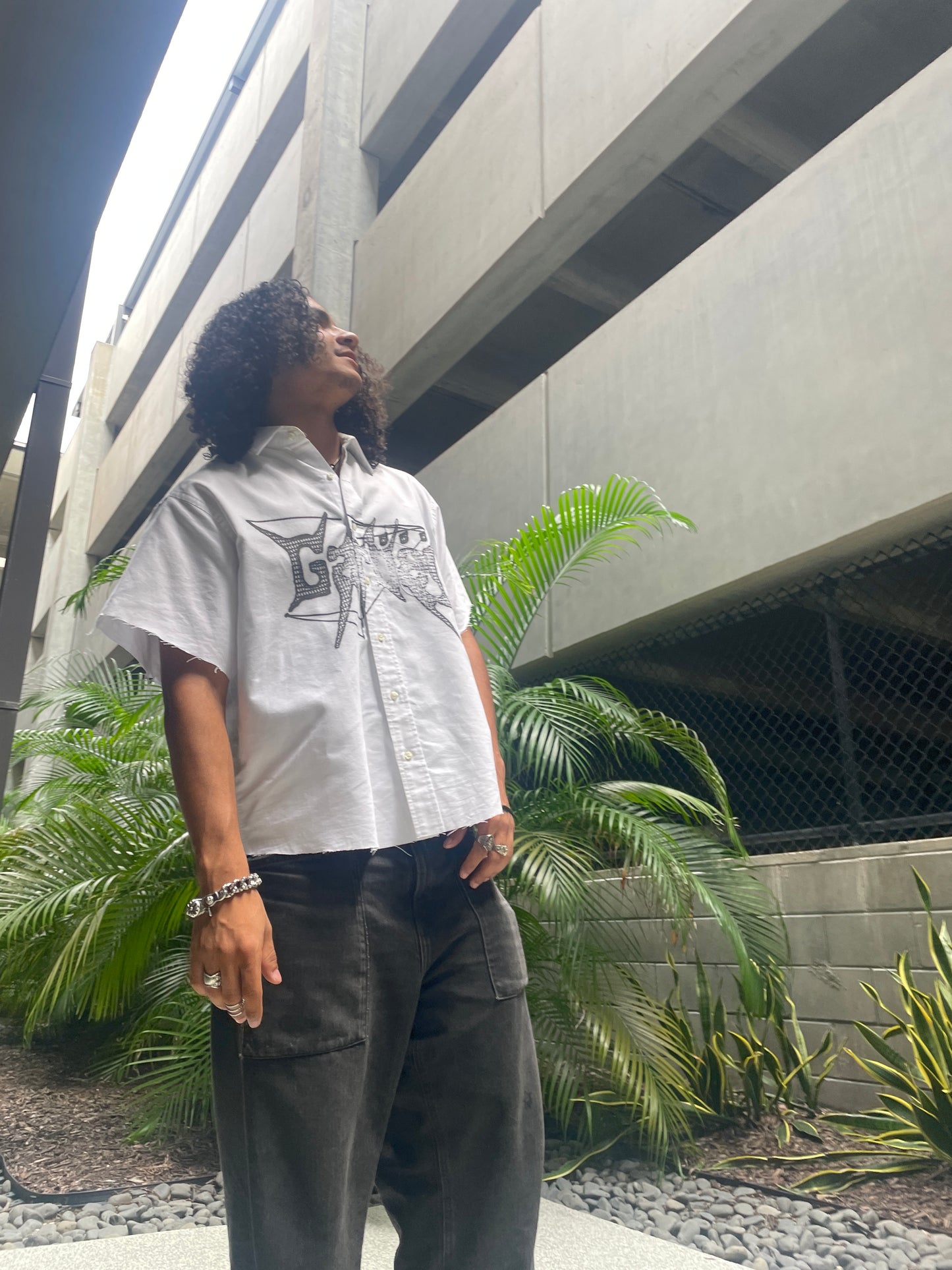 Blast Print Cropped Button Downs