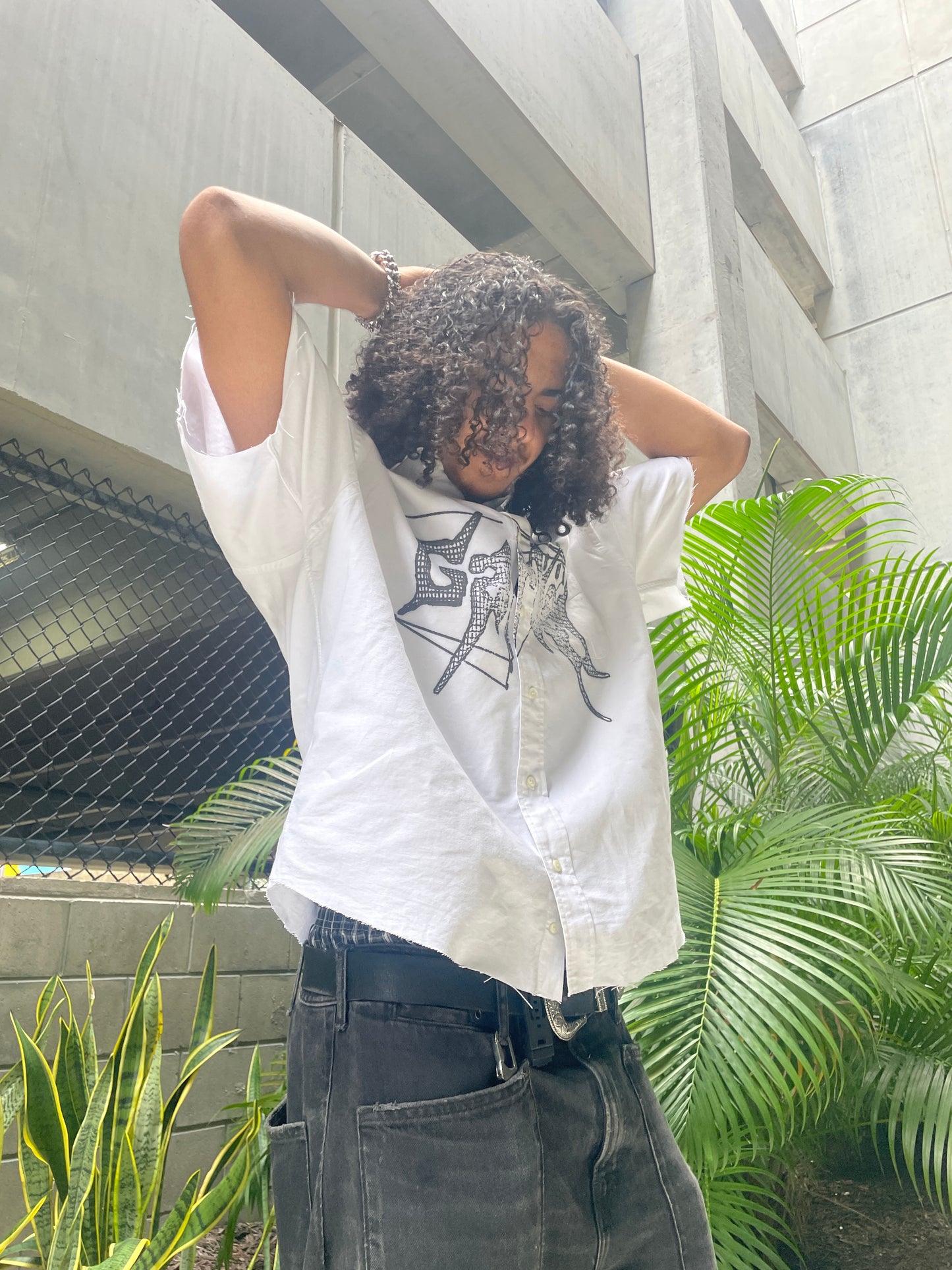 Blast Print Cropped Button Downs